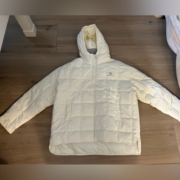 NEW Cream Short Winter Coat Pullover Hoodie Winter Jacket XL - Picture 1 of 3